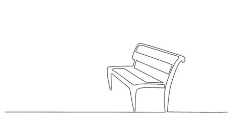 Bench in park. Continuous One line minimalism style drawing. Vector illustrationのイラスト素材