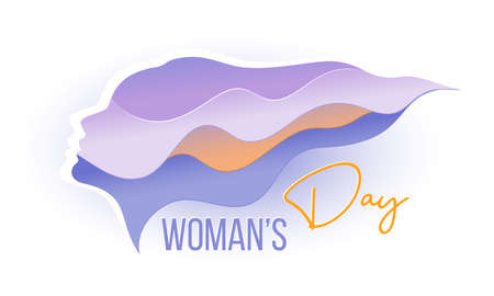 Abstract Profile of beautiful young woman. Womans day cardのイラスト素材