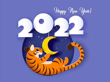Chinese new year 2022 year of the tiger. Modern background design.のイラスト素材