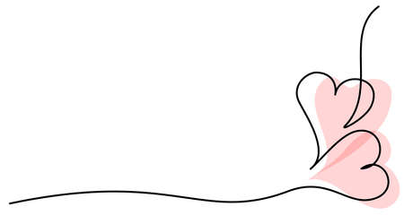 Two Hearts Continuous One Line Drawing. Valentines day concept.のイラスト素材