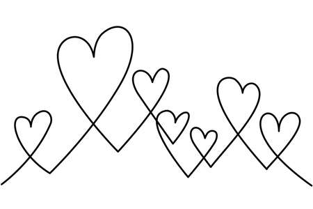 Two Hearts Continuous One Line Drawing. Valentines day concept.のイラスト素材