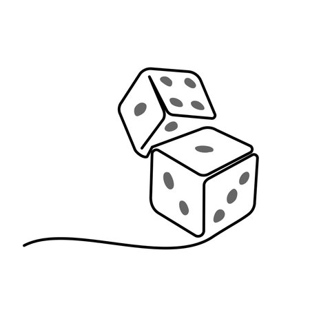 Two casino dices. Continuous one line drawing style.のイラスト素材