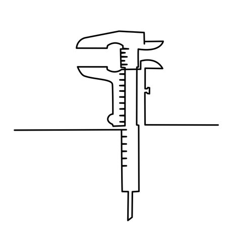 Engineer calipers technical measuring instrument. Continuous one lineのイラスト素材