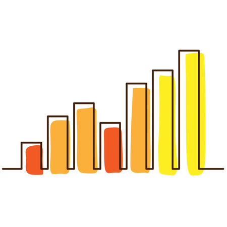 Corporate bar graph Doodle continuous one line drawing.のイラスト素材