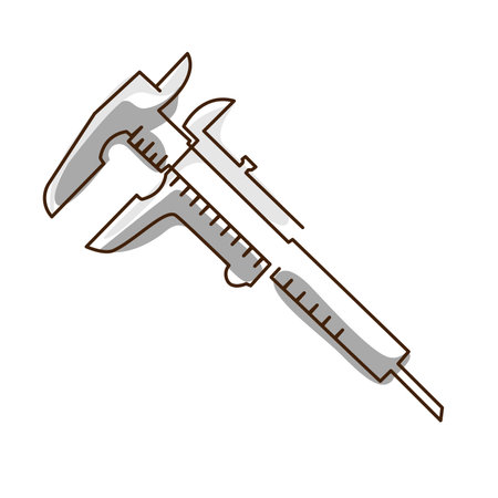 Engineer calipers technical measuring instrument. Continuous one lineのイラスト素材