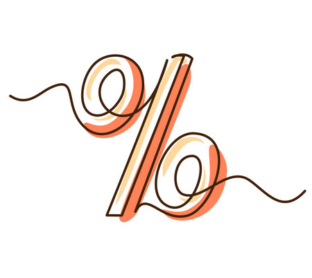 Percent sign math financial symbol. Continuous one lineのイラスト素材
