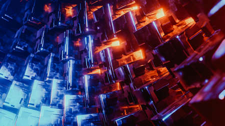 Abstract of random movement of rectangular shapes. 3D rendering illustration.