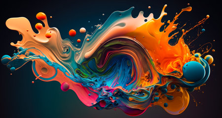 Colorful abstract background with liquid and bubbles. Generative AI.の素材