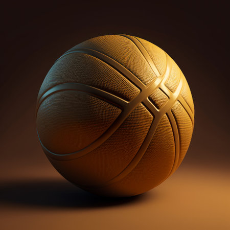 An image of a basketball ball on dark background. Generative AI.の素材