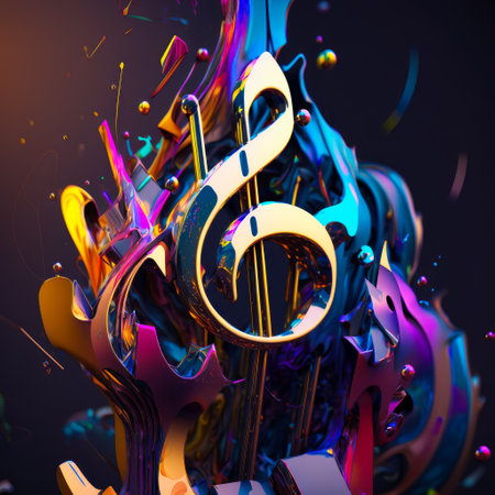 Colorful 3d image of musical note. Generative AI.の素材