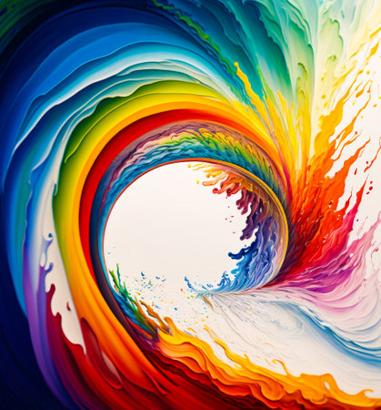 Colorful swirl of paint on white background. Generative AI.の素材