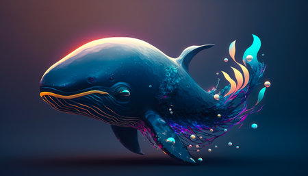 An image of whale swimming in the ocean. Generative AI.の素材
