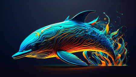 Dolphin with flames coming out of its mouth. Generative AI.の素材
