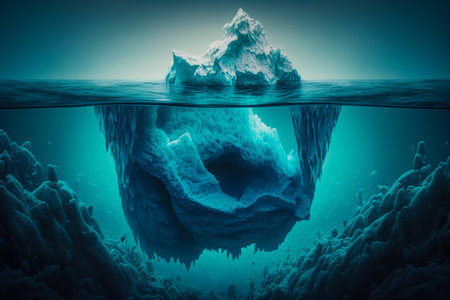 An iceberg in the middle of the ocean. Generative AI.の素材