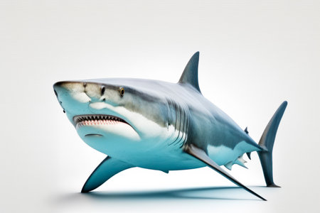 Picture of shark with big smile on it's face. Generative AI.の素材