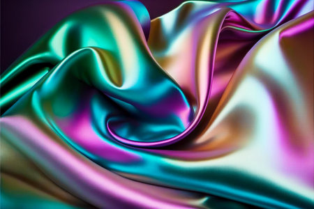 Close up of colorful fabric with very large amount of folds. Generative AI.の素材