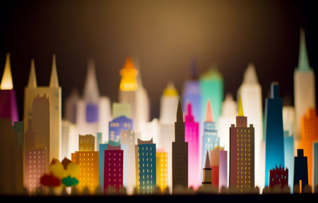 Close up of cityscape with lots of buildings in the background. Generative AI.の素材