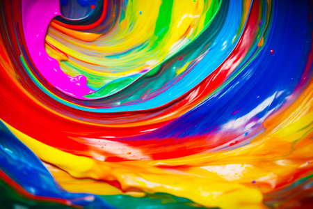 Close up of multicolored background with swirl in the middle. Generative AI.の素材