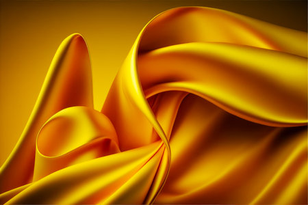 Close up of yellow satin fabric with very soft feel to it. Generative AI.の素材
