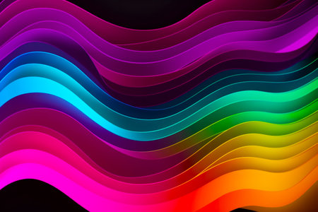 Multicolored wavy background with black background and black background. Generative AI.の素材