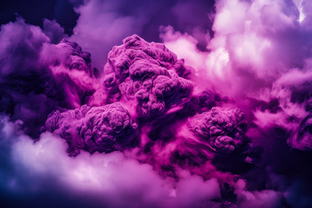 Bunch of clouds that have been colored purple and pink in the sky. Generative AI.の素材