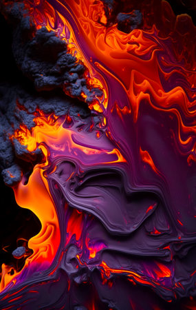 Close up of fire and ice pattern on cell phone case. Generative AI.の素材