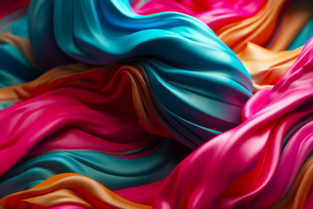 Close up of multicolored cloth with very large amount of folds. Generative AI.の素材