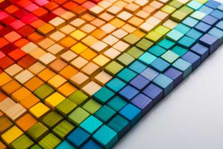 Close up of multicolored object with white surface in the background. Generative AI.の素材