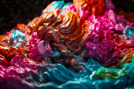 Close up of multicolored object with water droplets on it. Generative AI.の素材