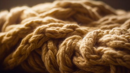 Close up of yarn ball with lot of yarn on top of it. Generative AI.の素材