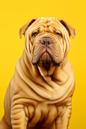 Close up of dog's face with its tongue hanging out. Generative AI.の素材