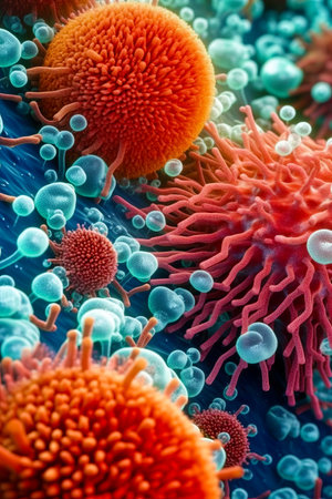 Close up of a bunch of different types of sea anemones. Generative AI.の素材