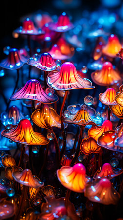 Close up of bunch of lights on table. Generative AI.の素材