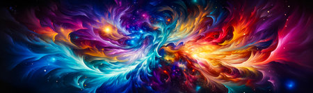 Image of colorful swirl with stars in the background. Generative AI.の素材