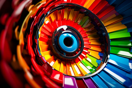 Close up of colorful object with black background. Generative AI.の素材