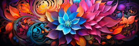 Image of colorful flower with lots of petals on it. Generative AI.の素材