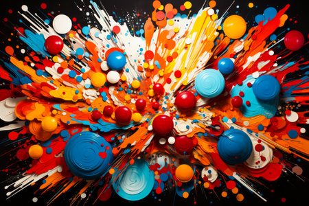 Colorful abstract image with lots of paint splattered on it. Generative AI.の素材