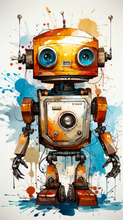 Image of robot with camera on it's head. Generative AI.の素材