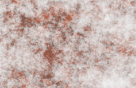 Abstract illustration of a white surface marked with scattered reddish-brown copper or rust-like stains and grunge elements.の写真素材