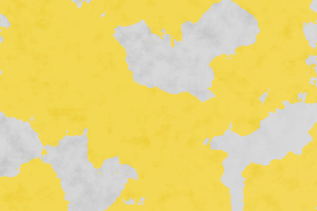 Artistic illustration showing a vibrant yellow surface with irregular gray patches resembling old...