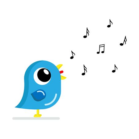 singing bird in flat style vector imageのイラスト素材