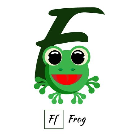 Cute English animal alphabet letter F vector imageのイラスト素材