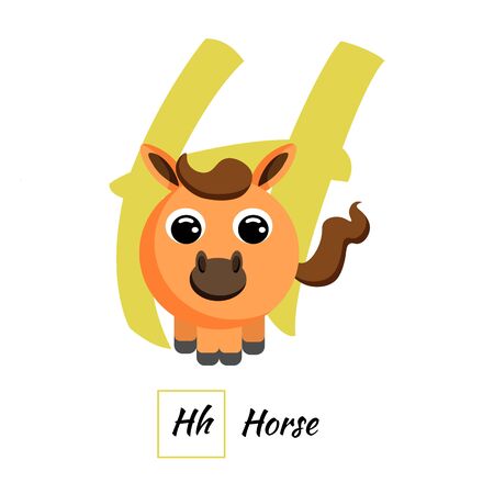 Cute English animal alphabet letter H vector imageのイラスト素材