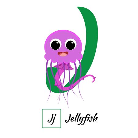 Cute English animal alphabet letter J vector imageのイラスト素材
