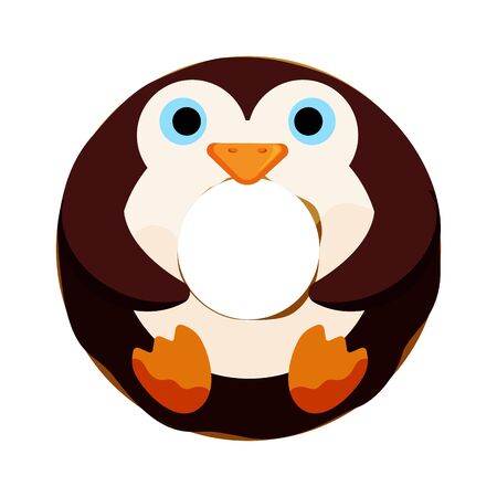 Cute penguin donut isolated on white vector illustration. Cute cartoon character.のイラスト素材