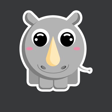 cute rhinoceros sticker template in flat vector styleのイラスト素材