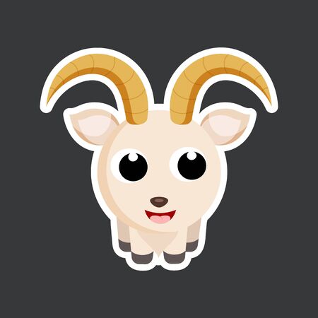 cute cartoon goat sticker vector illustration. Flat design.のイラスト素材