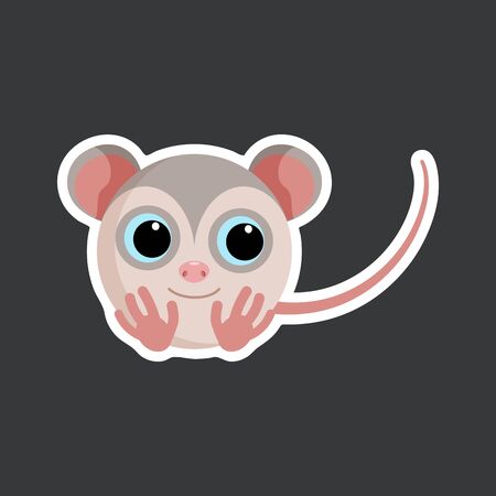 cute cartoon opossum sticker vector illustration. Flat design.のイラスト素材