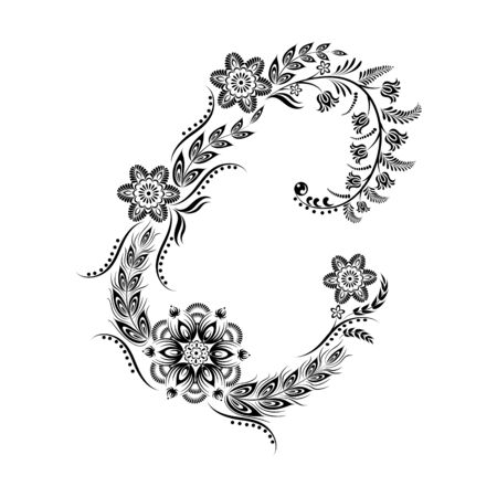 Floral uppercase letter C monogram. Vector illustration design.のイラスト素材