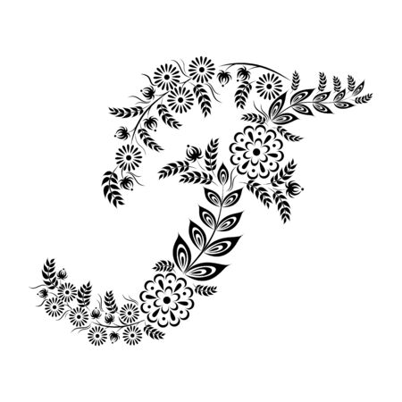 Floral uppercase letter F monogram. Vector illustration design.のイラスト素材
